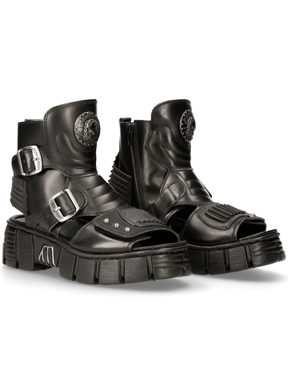 NEW ROCK Male Gothic Platform Sandals with Buckles and Zipper