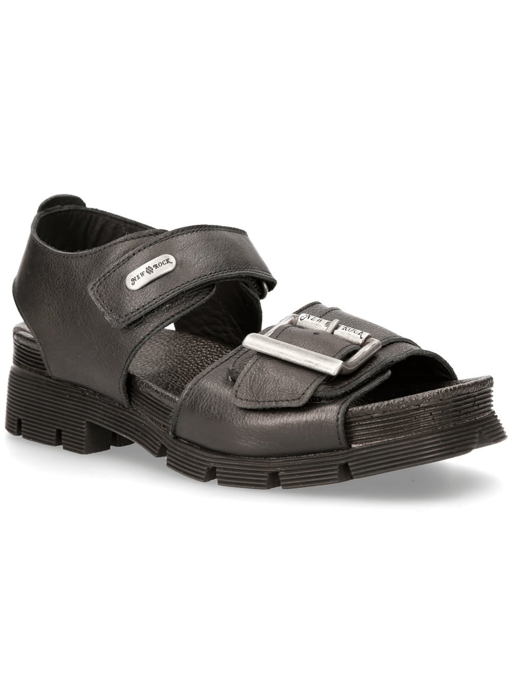 NEW ROCK Male Punk Sandals with Buckle and Velcro Straps