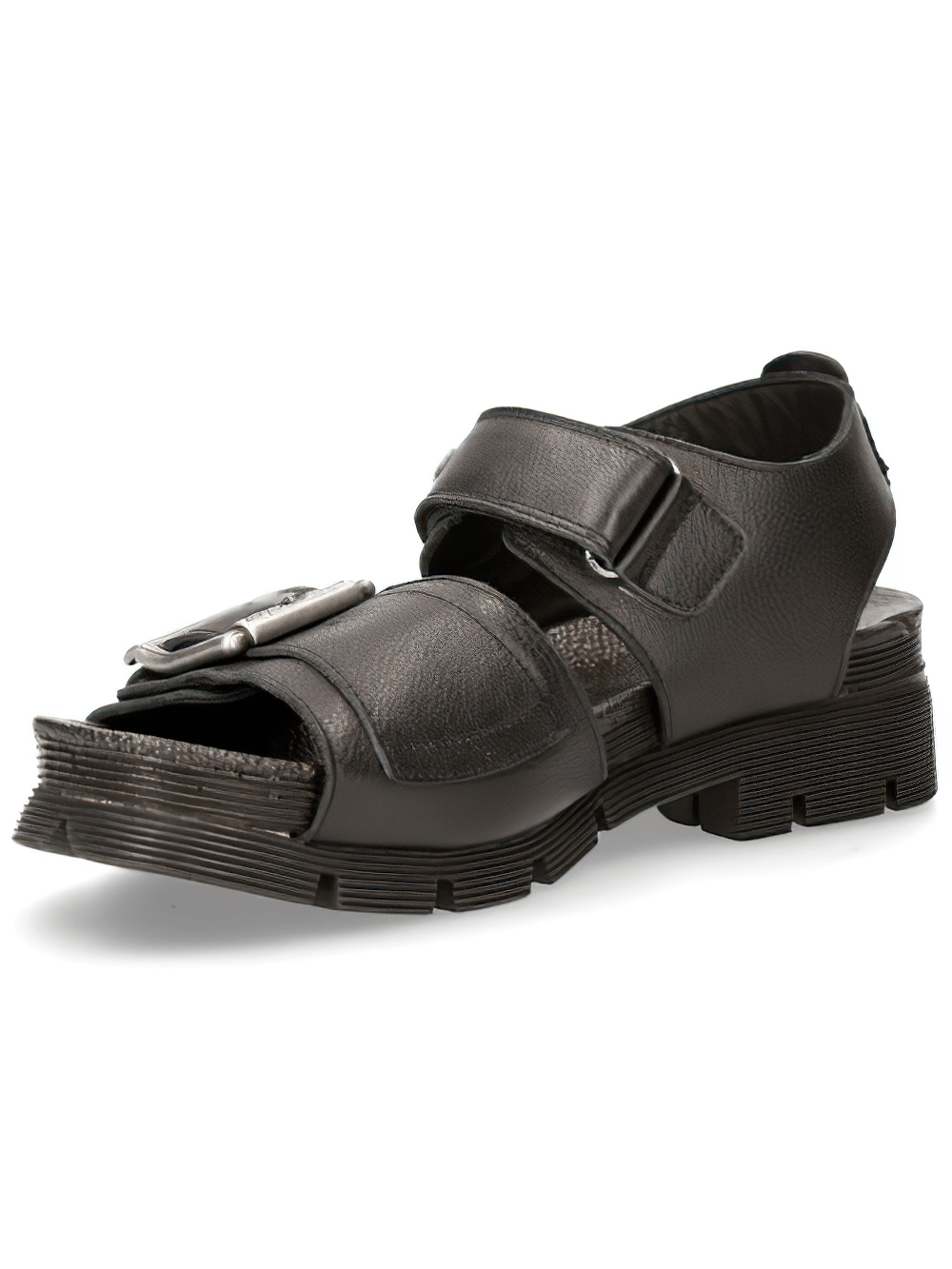 NEW ROCK Male Punk Sandals with Buckle and Velcro Straps