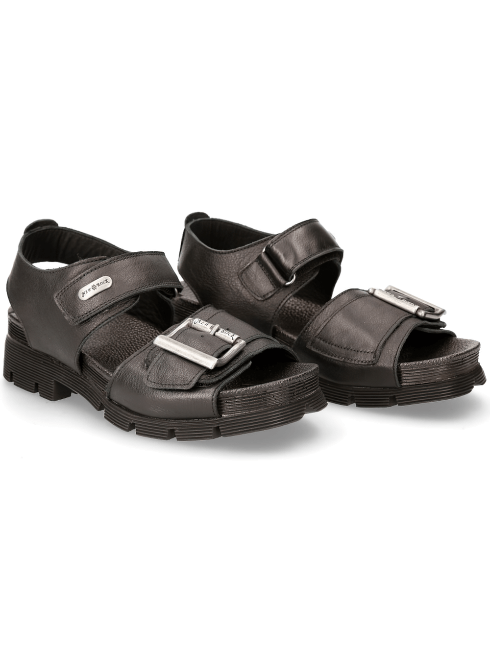 NEW ROCK Male Punk Sandals with Buckle and Velcro Straps