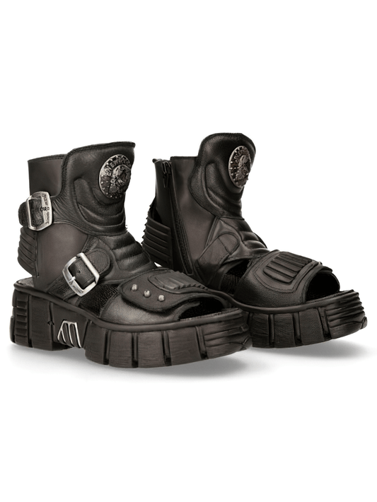 NEW ROCK Men's Black Gothic Punk Buckle Sandals
