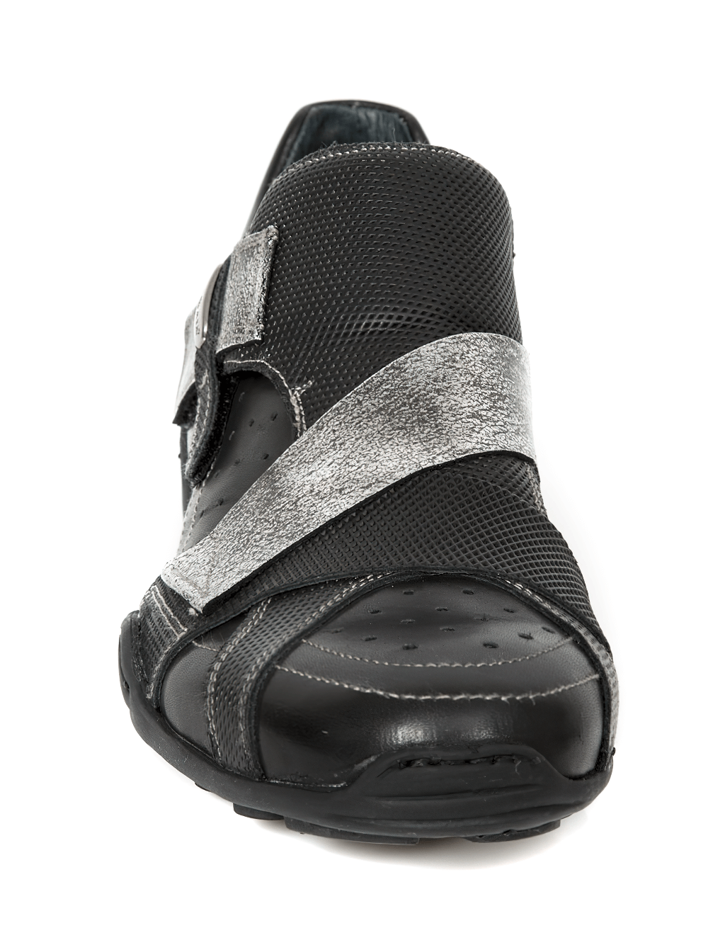 NEW ROCK Men's Black Rock Shoes With Silver Velcro Strap