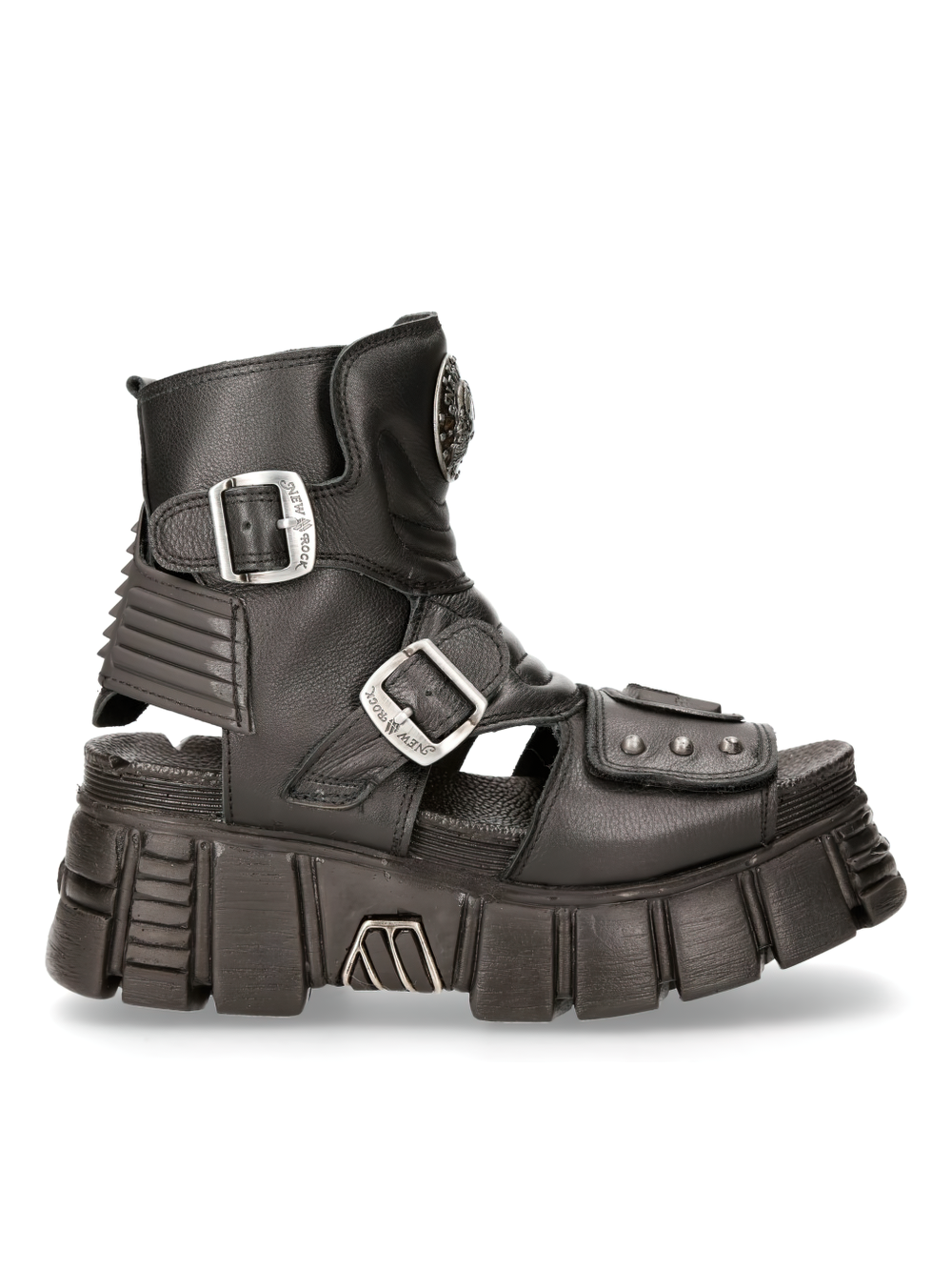 NEW ROCK Men's Platform Sandals with Zippers and Buckles