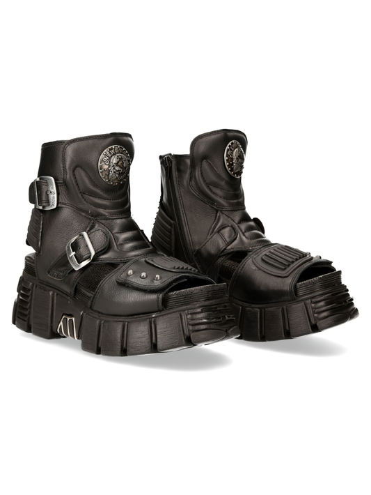 NEW ROCK Men's Platform Sandals with Zippers and Buckles