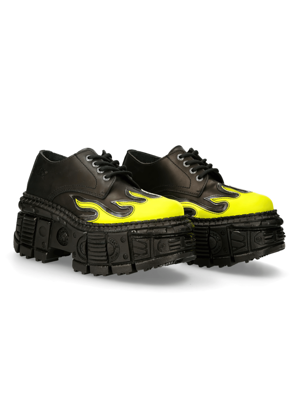 NEW ROCK Men's Punk Platform Shoes with Yellow Flame Design