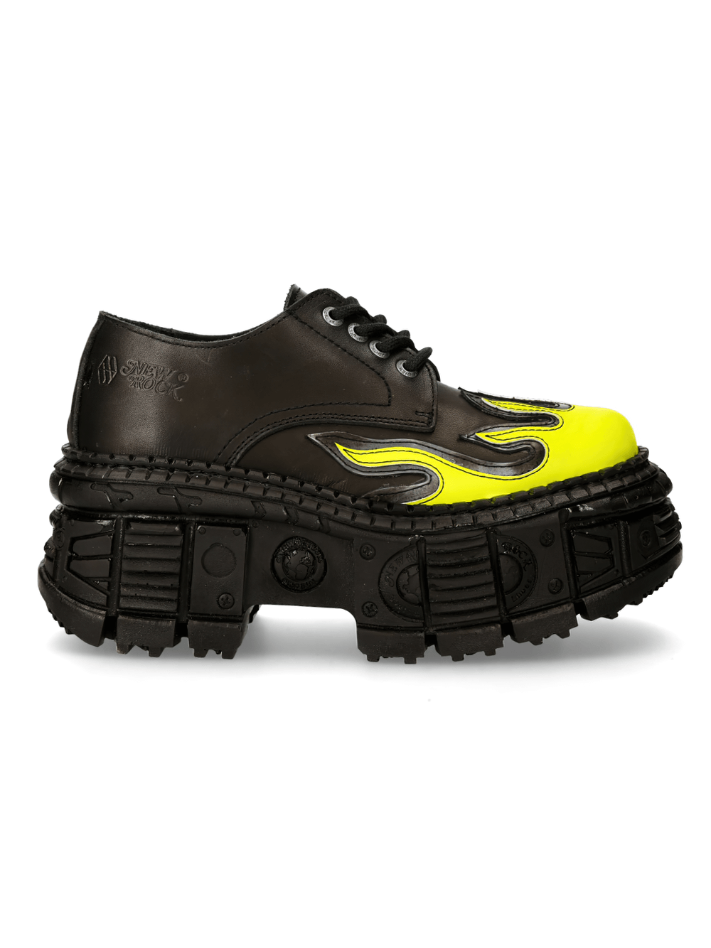 NEW ROCK Men's Punk Platform Shoes with Yellow Flame Design