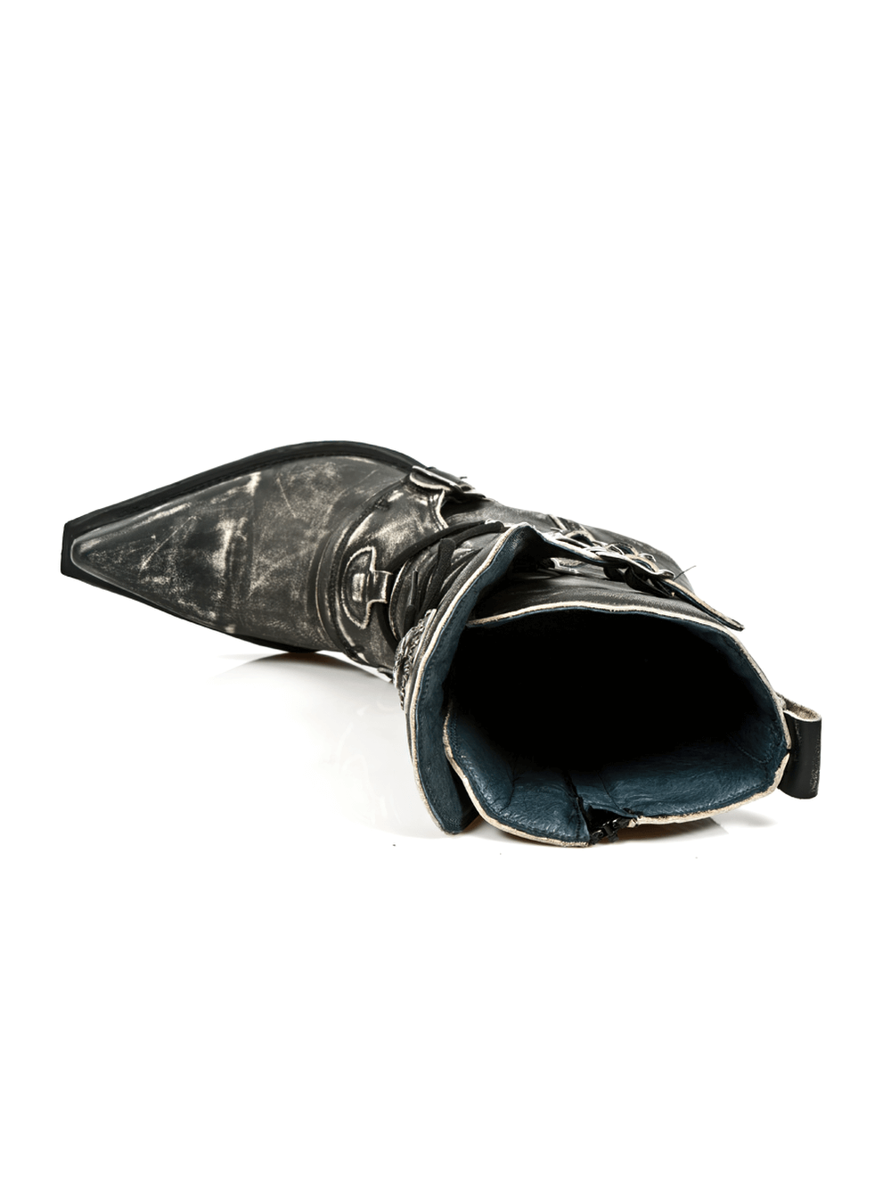 NEW ROCK Men's Urban Black Leather Buckle Boots