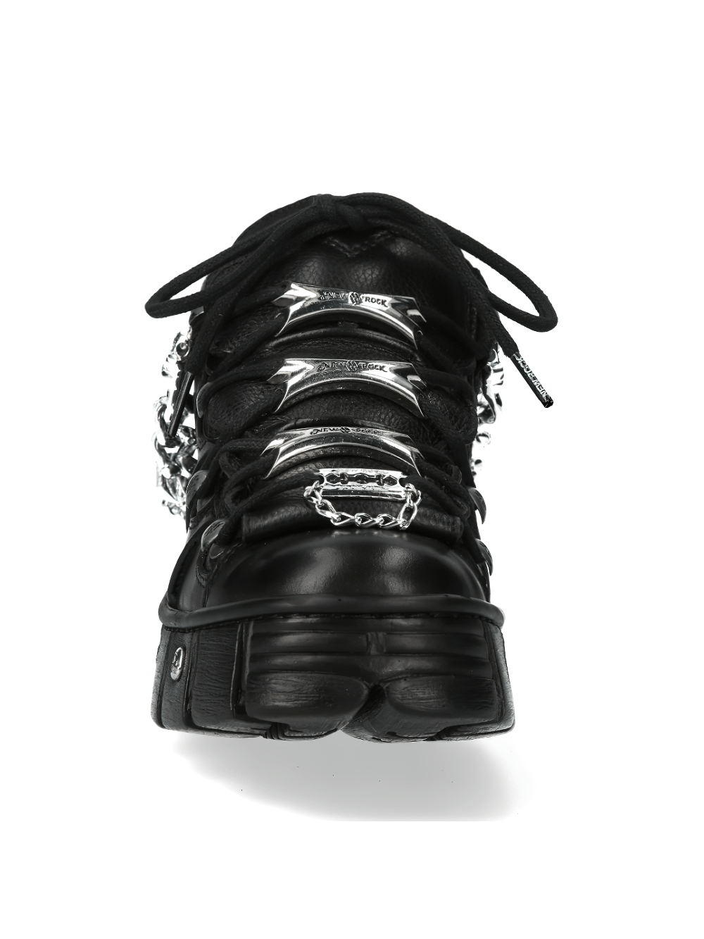 NEW ROCK Men's Metallic Chain-Link Punk Ankle Boots