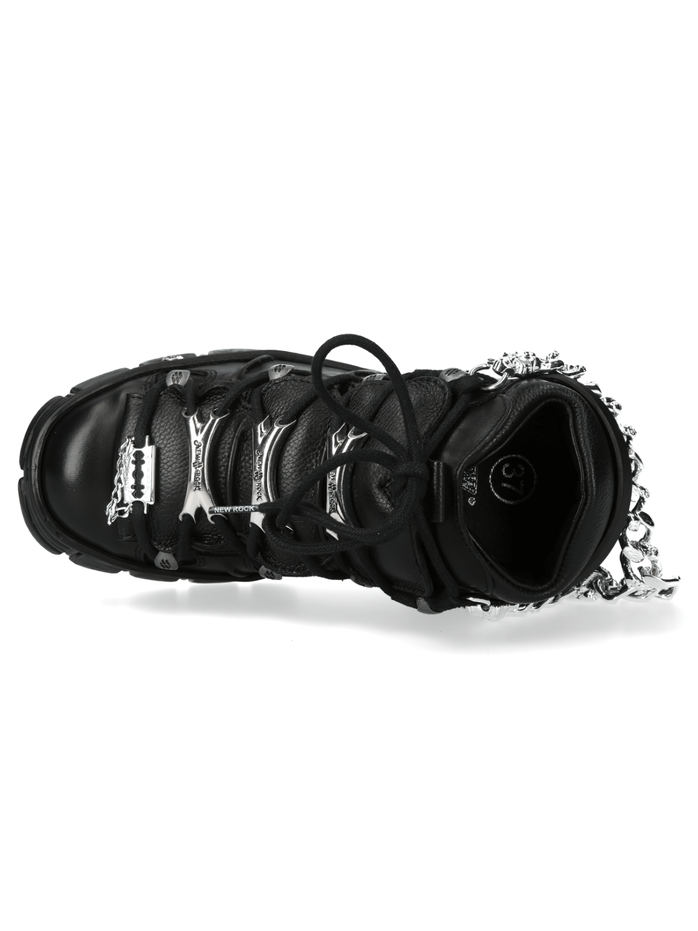 NEW ROCK Men's Metallic Chain-Link Punk Ankle Boots