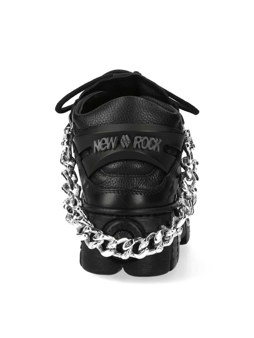 NEW ROCK Men's Metallic Chain-Link Punk Ankle Boots