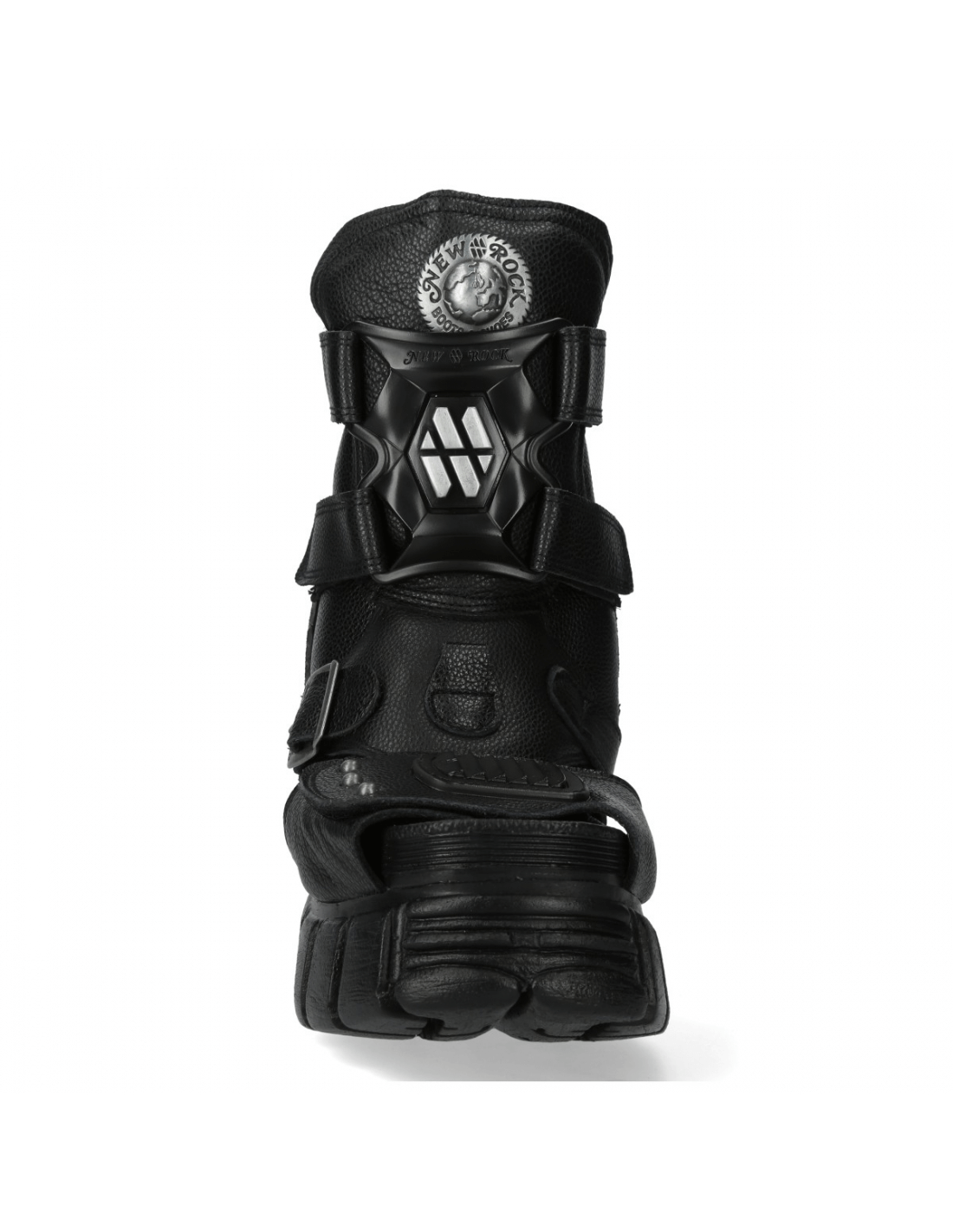 NEW ROCK Men's Metallic Punk Rock Black Velcro Sandals