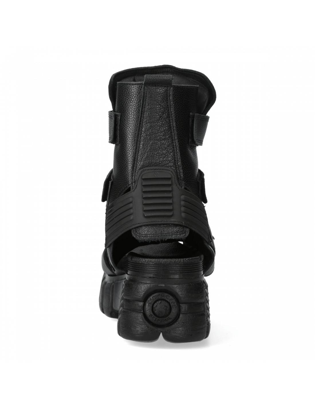 NEW ROCK Women's Metallic Punk Rock Black Velcro Sandals