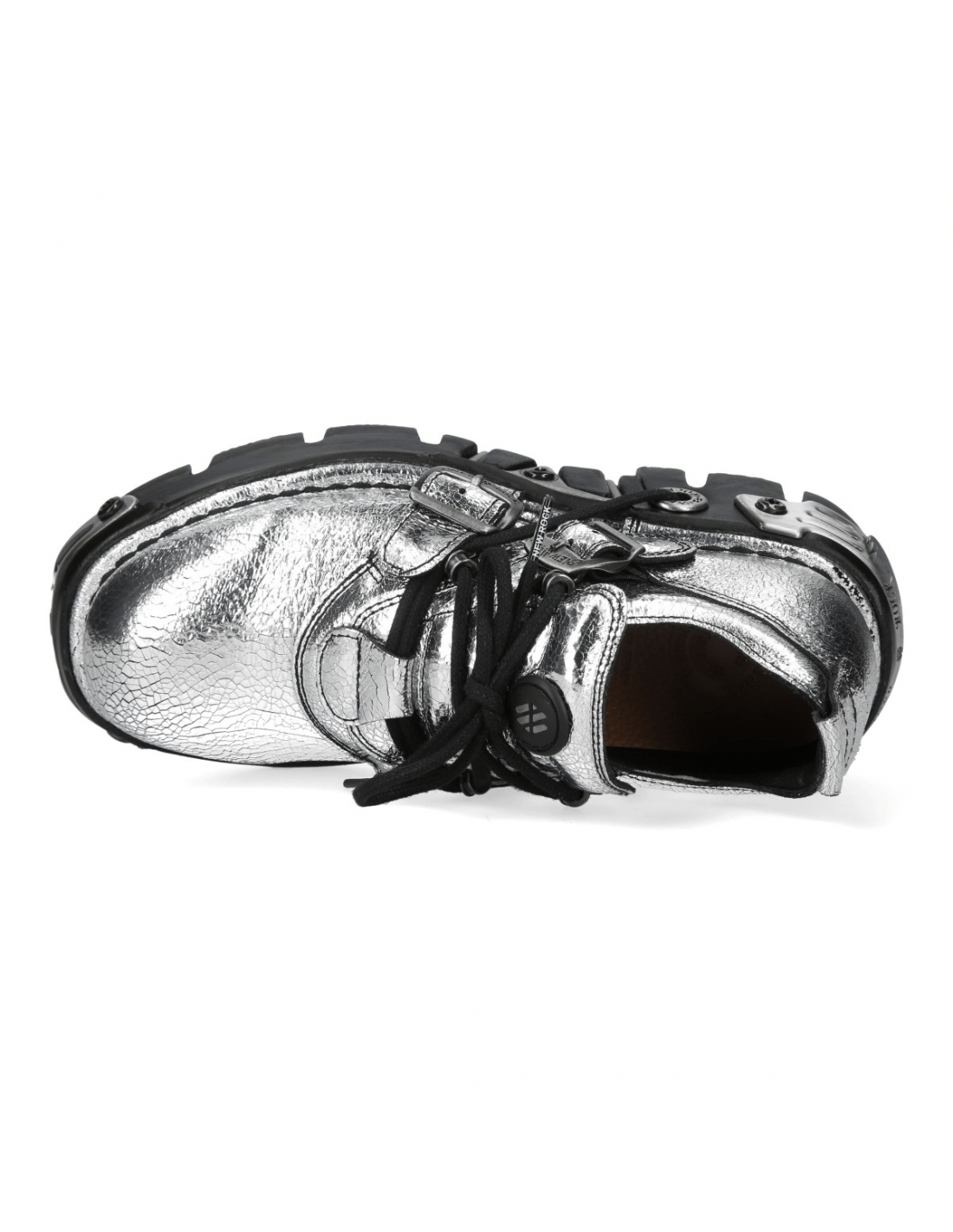 NEW ROCK Men's Metallic Punk Rock Lace-Up Shoes with Buckles