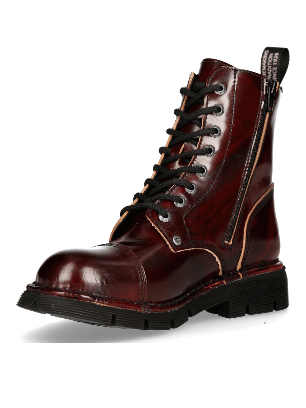 NEW ROCK Men's Metallic Wine Red Punk Boots with Military Style