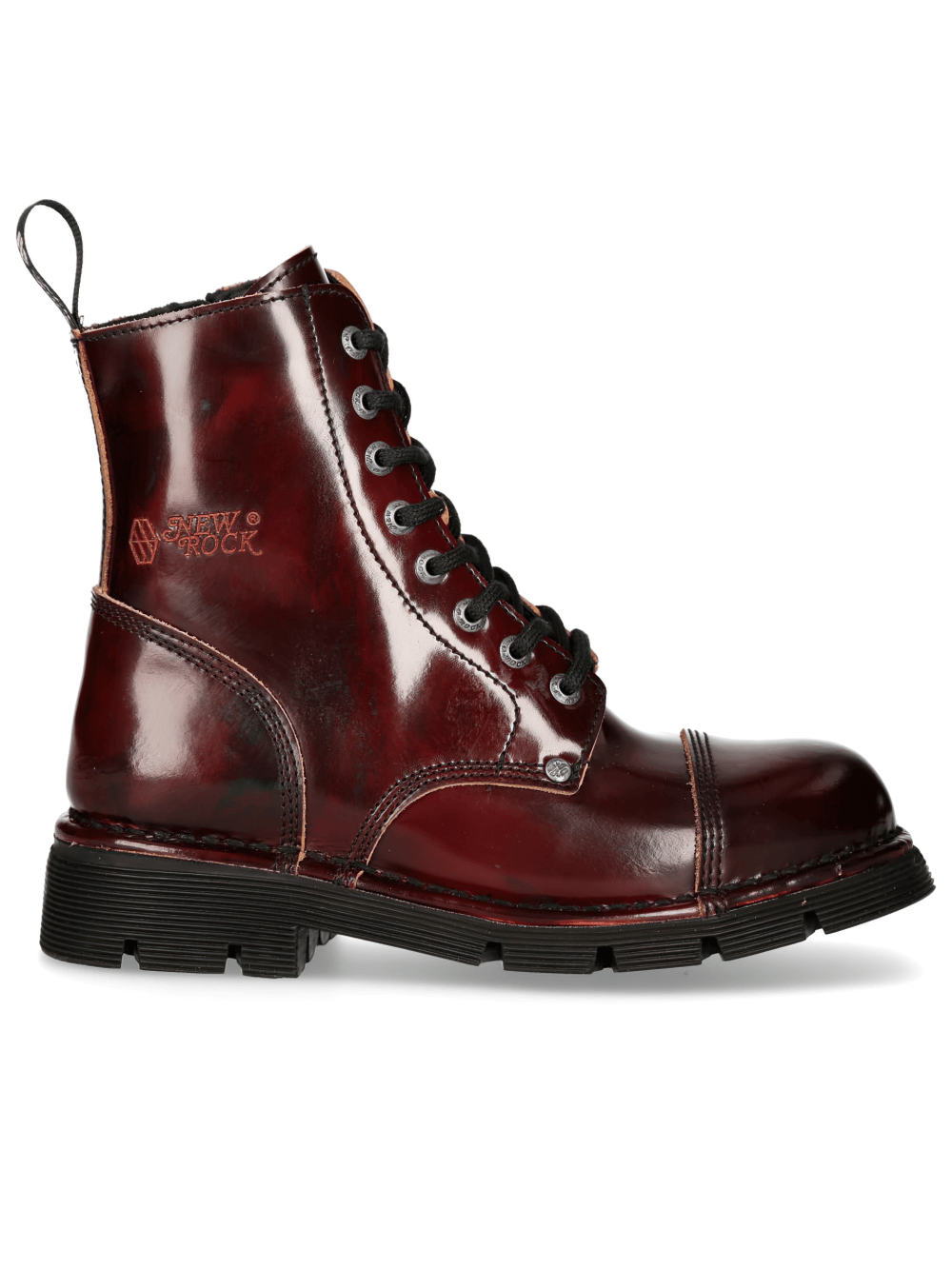 NEW ROCK Men's Metallic Wine Red Punk Boots with Military Style
