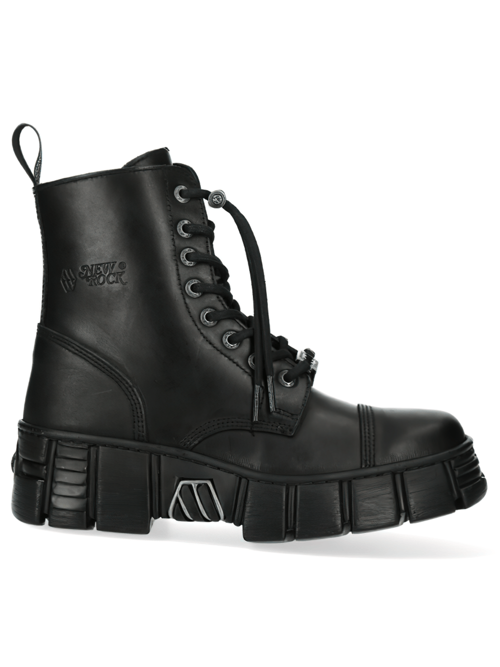 NEW ROCK Men's Military Gothic Ankle Boots in Black Leather
