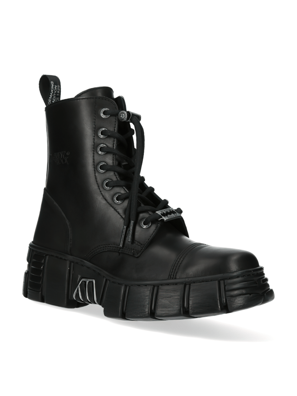 NEW ROCK Men's Military Gothic Ankle Boots in Black Leather