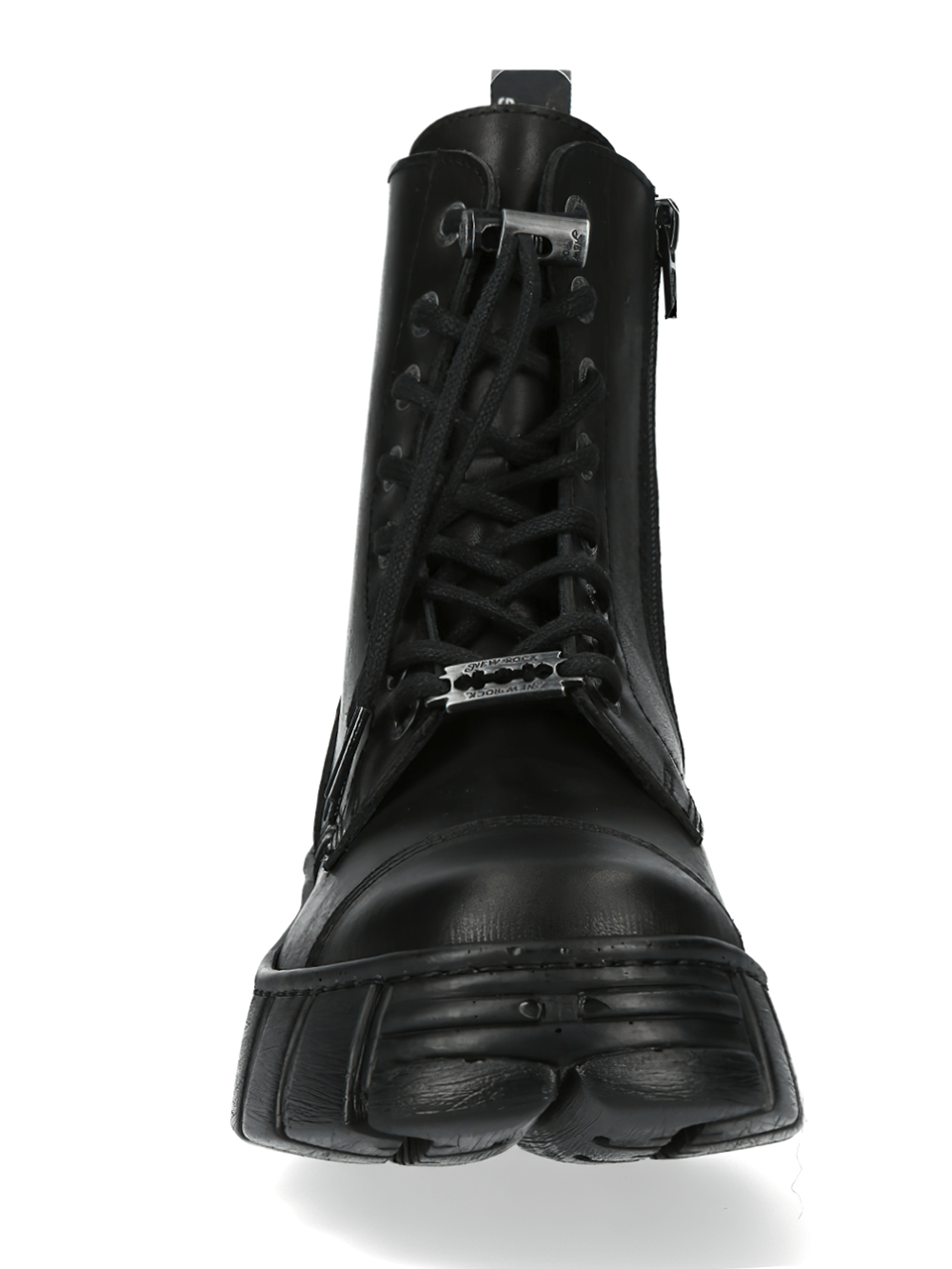NEW ROCK Men's Military Gothic Ankle Boots in Black Leather