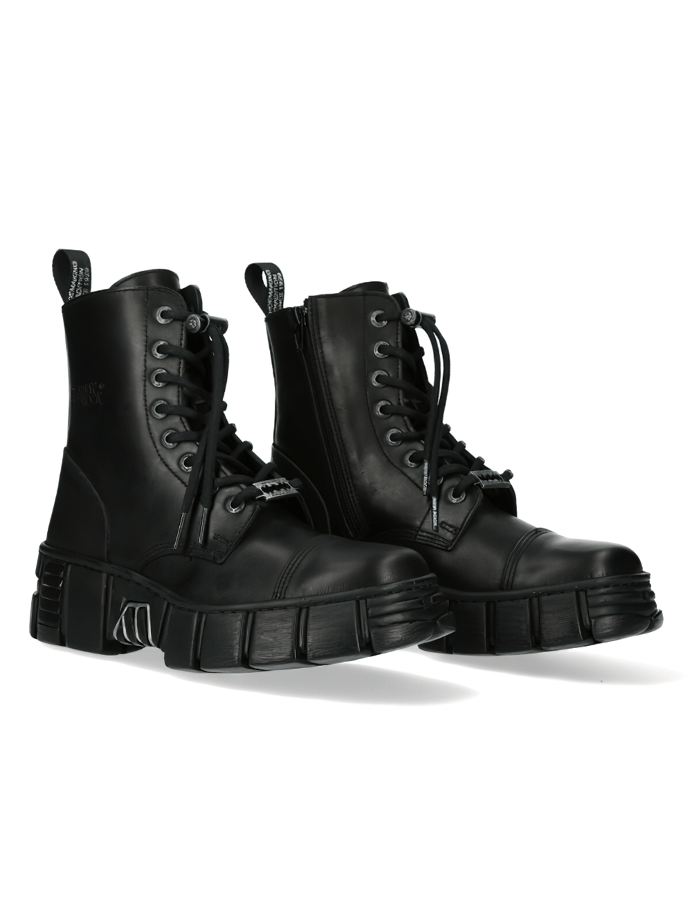 NEW ROCK Men's Military Gothic Ankle Boots in Black Leather
