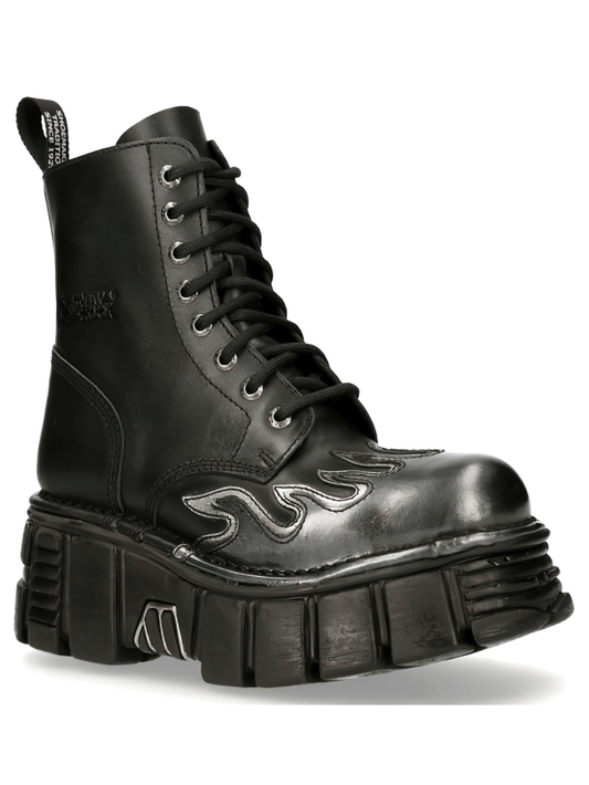 NEW ROCK Men's Military-Style Ankle Boots with Metal Accents