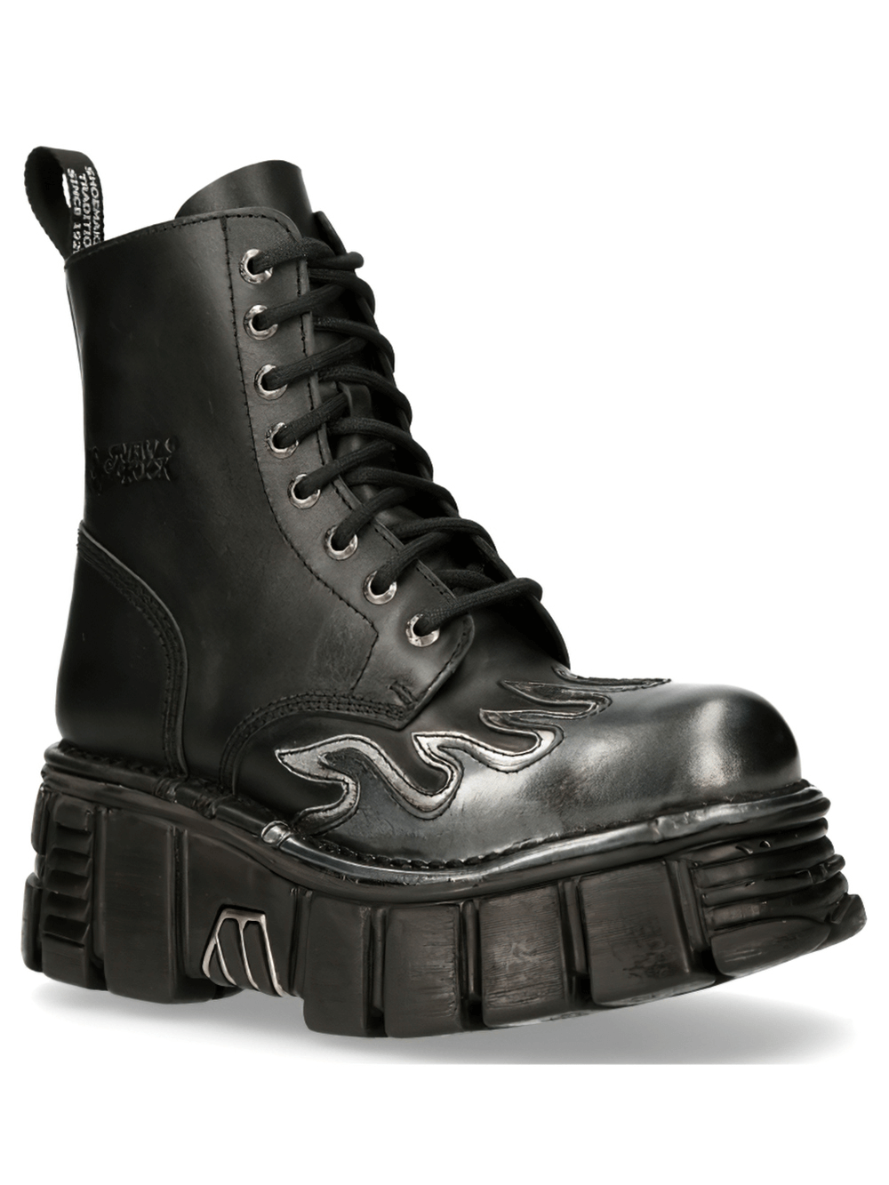 NEW ROCK Women's Military-Style Ankle Boots with Metal Accents