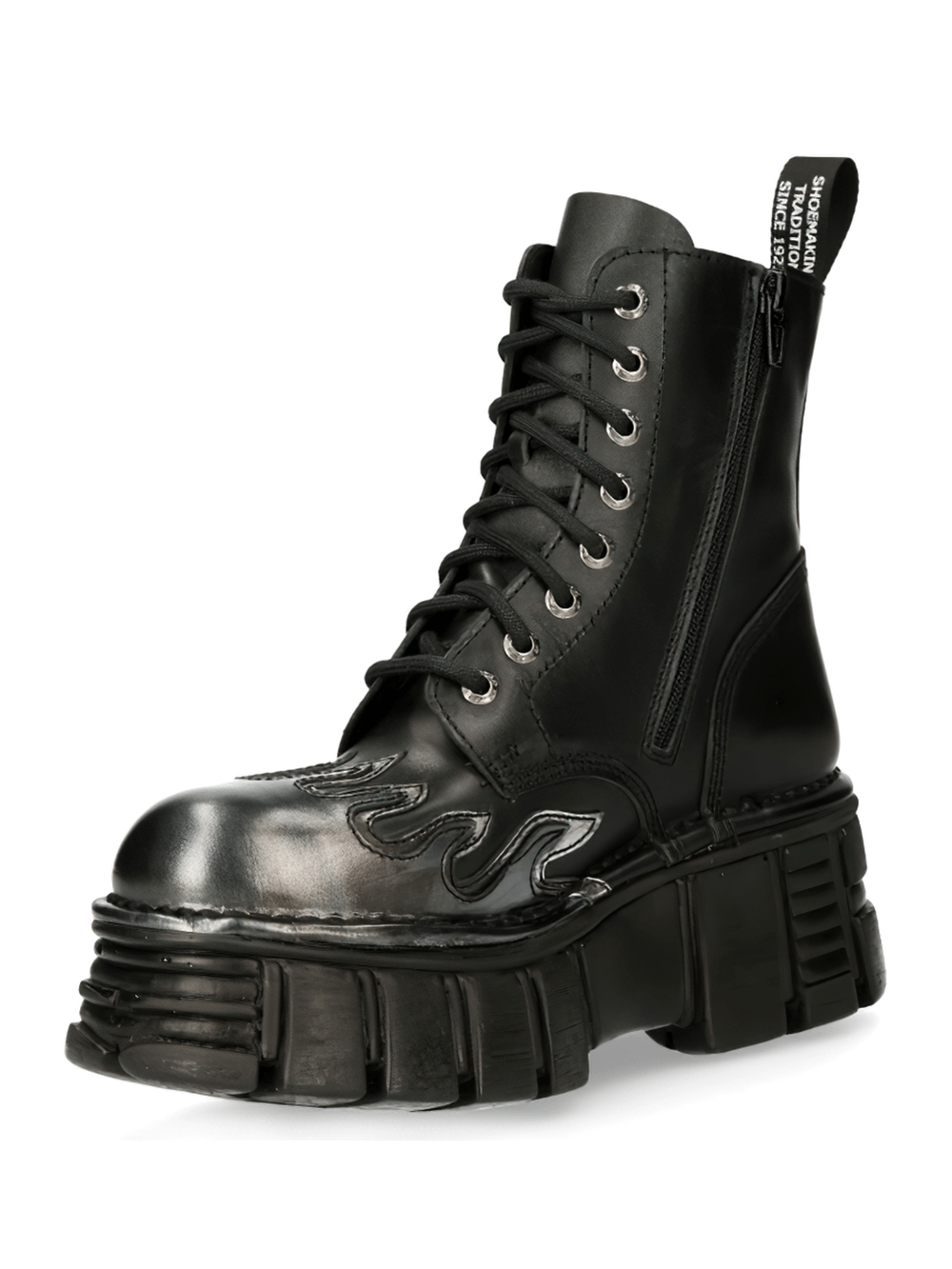 NEW ROCK Women's Military-Style Ankle Boots with Metal Accents