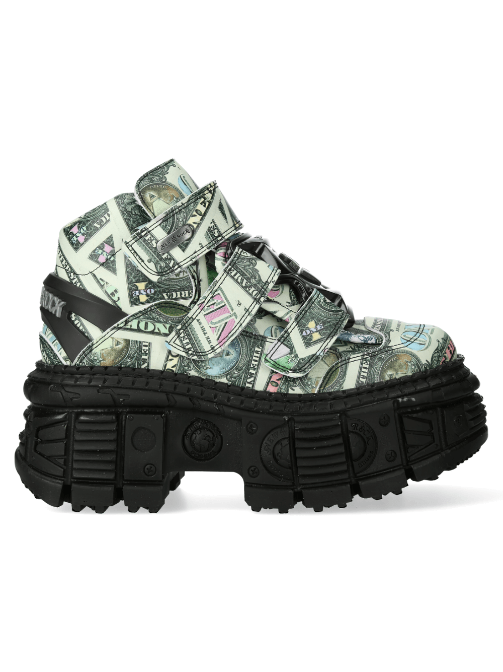 NEW ROCK Men's Money Print Strap Boots - Bold and Stylish