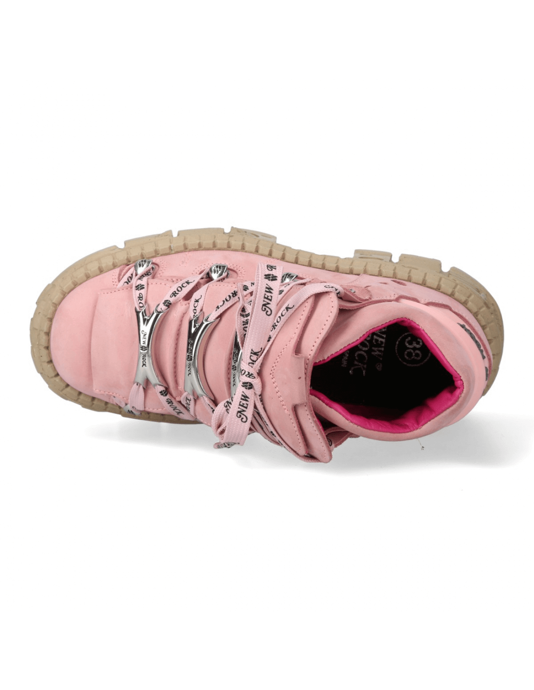 NEW ROCK Men's Pink Rocker Ankle Boots with Chunky Soles