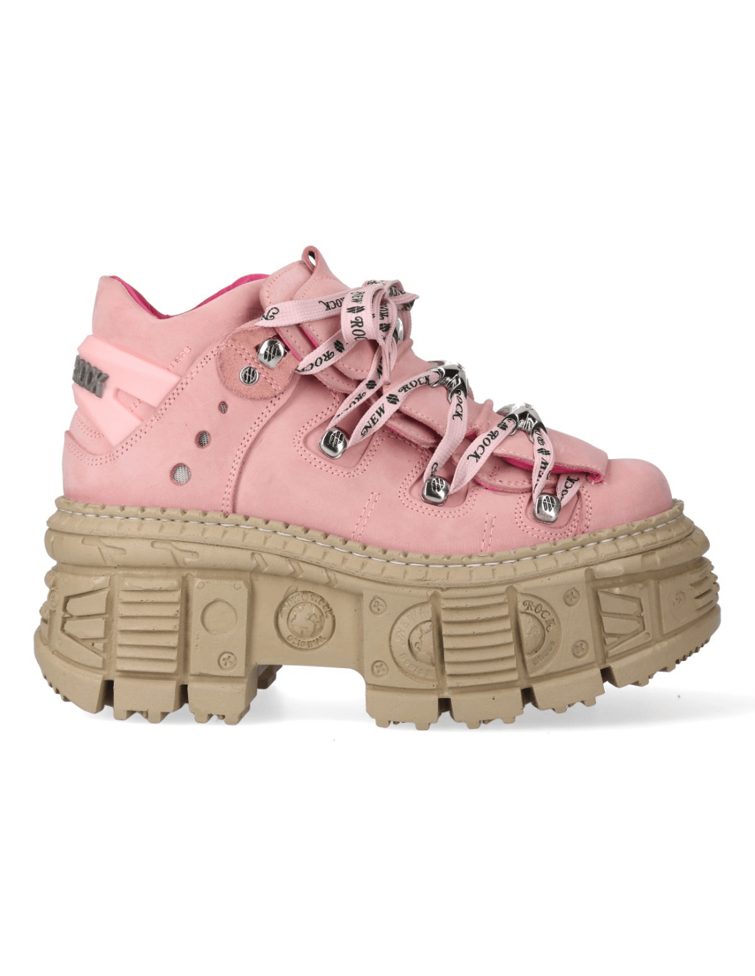NEW ROCK Men's Pink Rocker Ankle Boots with Chunky Soles