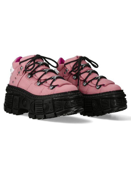 NEW ROCK Women's Pink Urban Heavy Ankle Boots with Platform