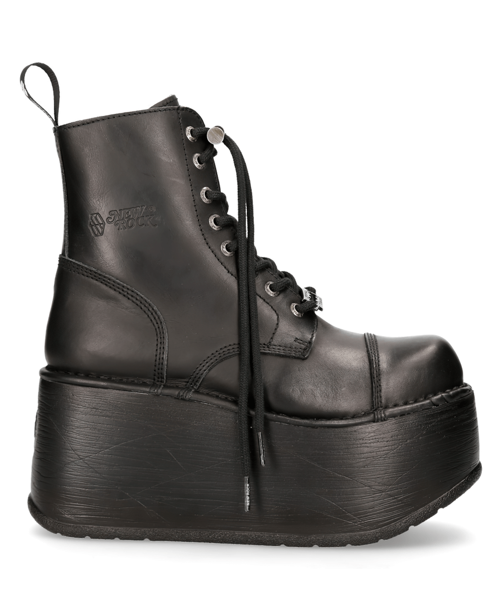NEW ROCK Men's Platform Ankle Boots with Military Punk Style