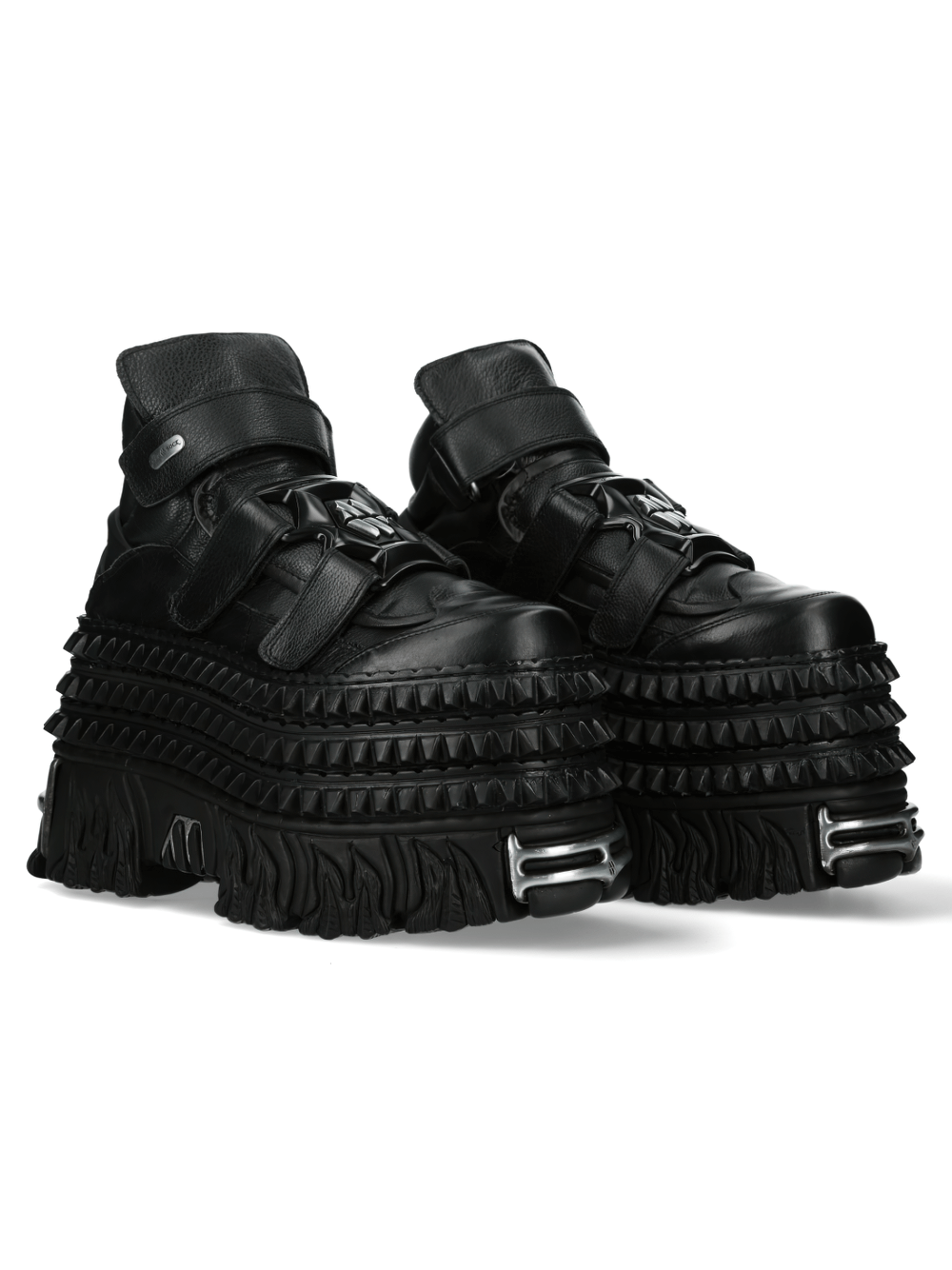 NEW ROCK Men's Platform Ankle Boots with Velcro and Textured Sole