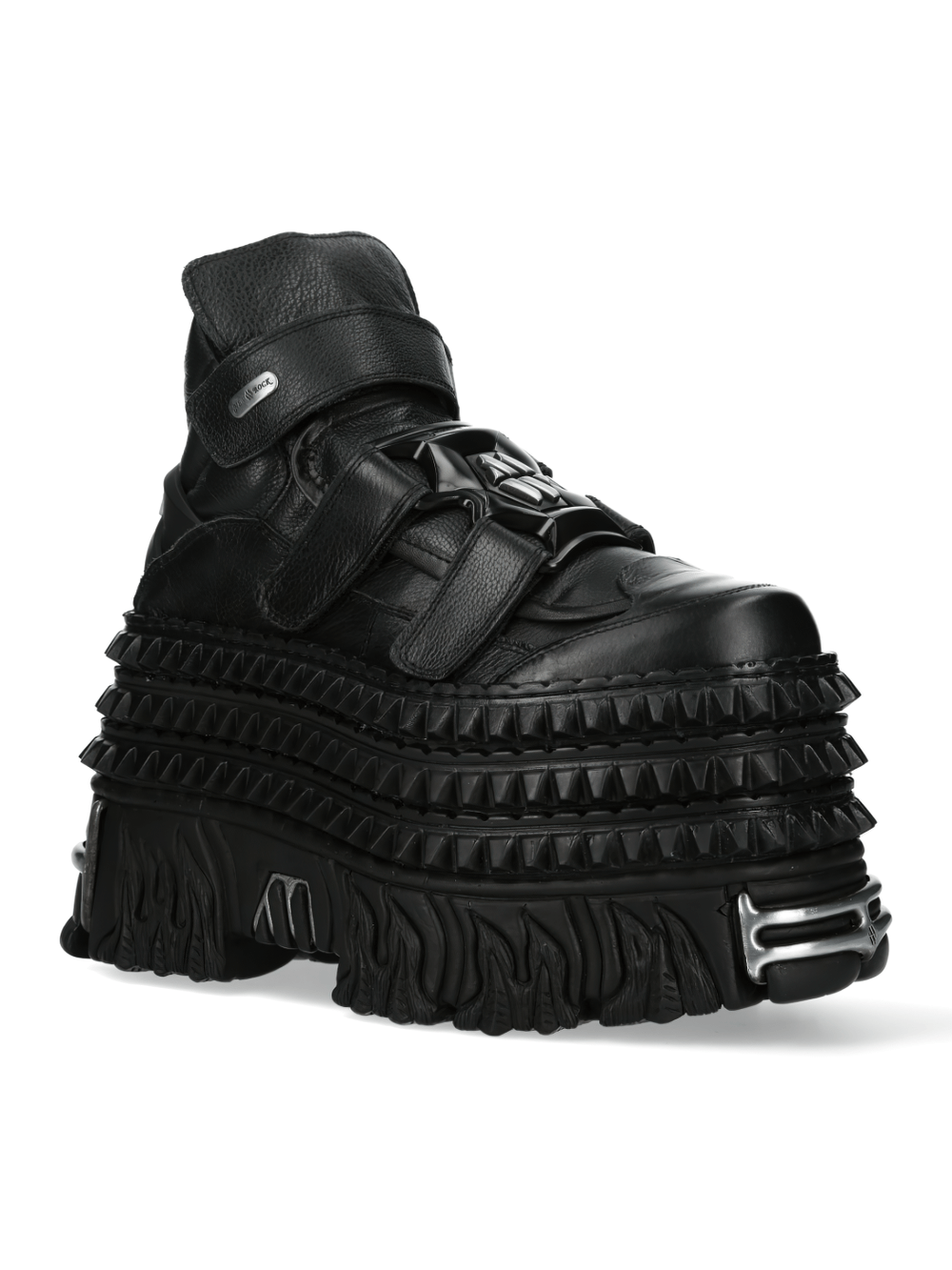 NEW ROCK Men's Platform Ankle Boots with Velcro and Textured Sole