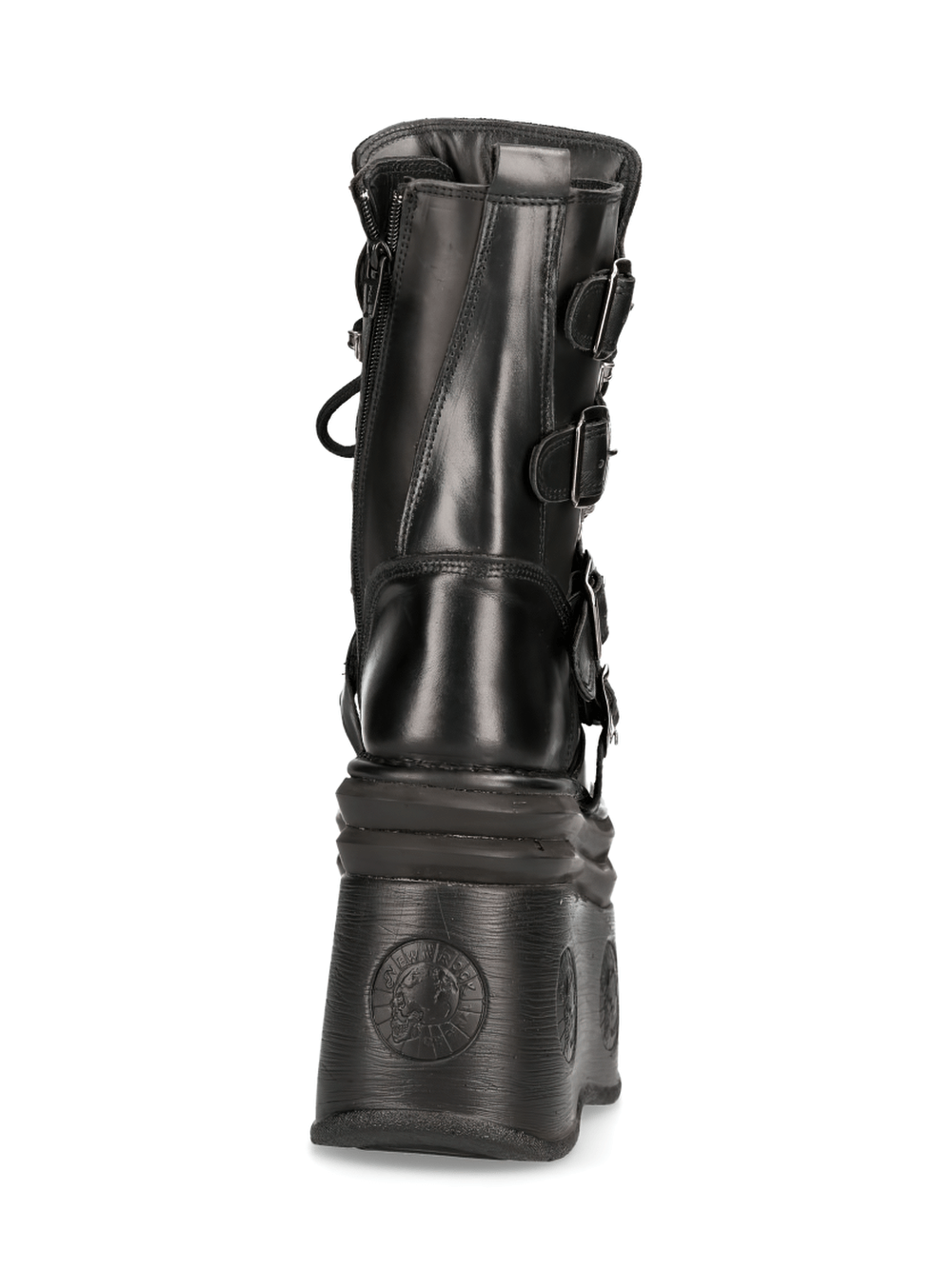 NEW ROCK Men's Platform Boots with Buckles and Lace-Up Design