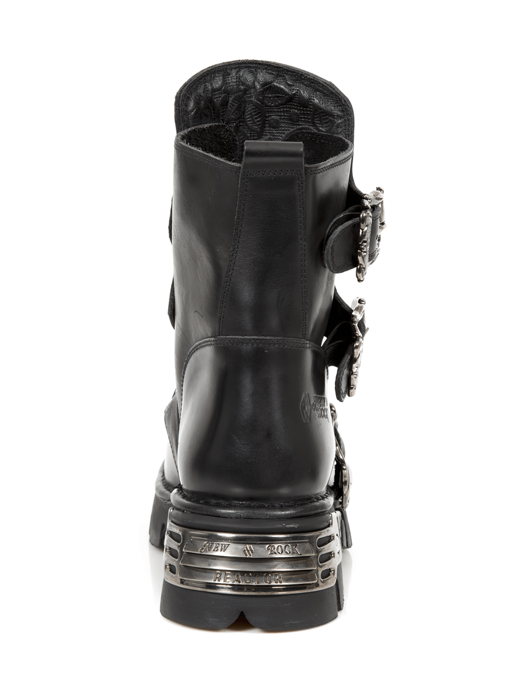 NEW ROCK Men's Punk Black Leather Boots with Metal Buckles