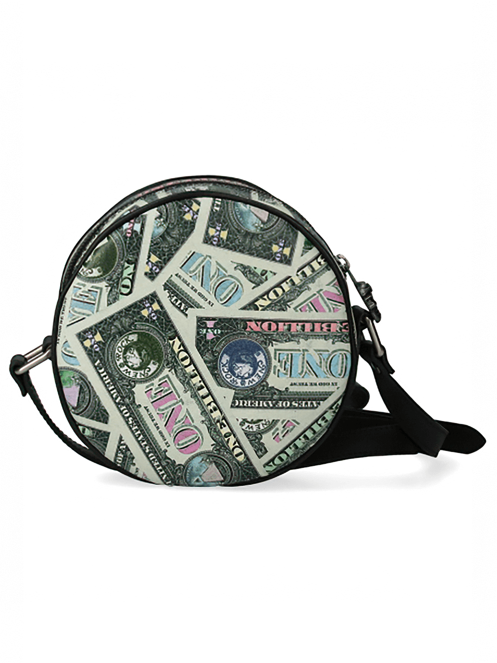 NEW ROCK Punk Green Dollars Print Round Leather Bag