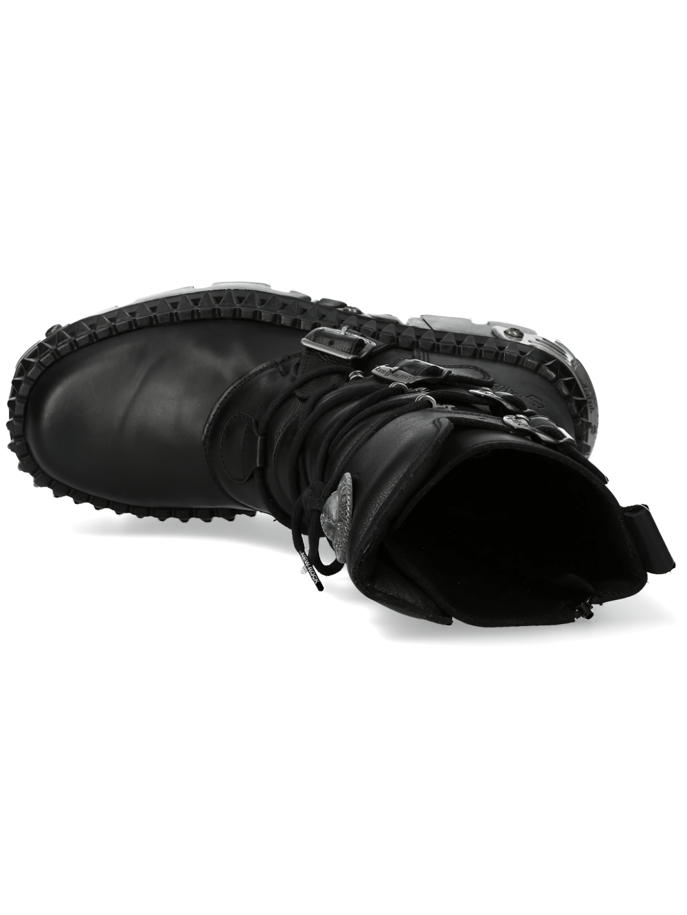 NEW ROCK Men's Punk Lace-Up Boots with Chunky Metallic Sole