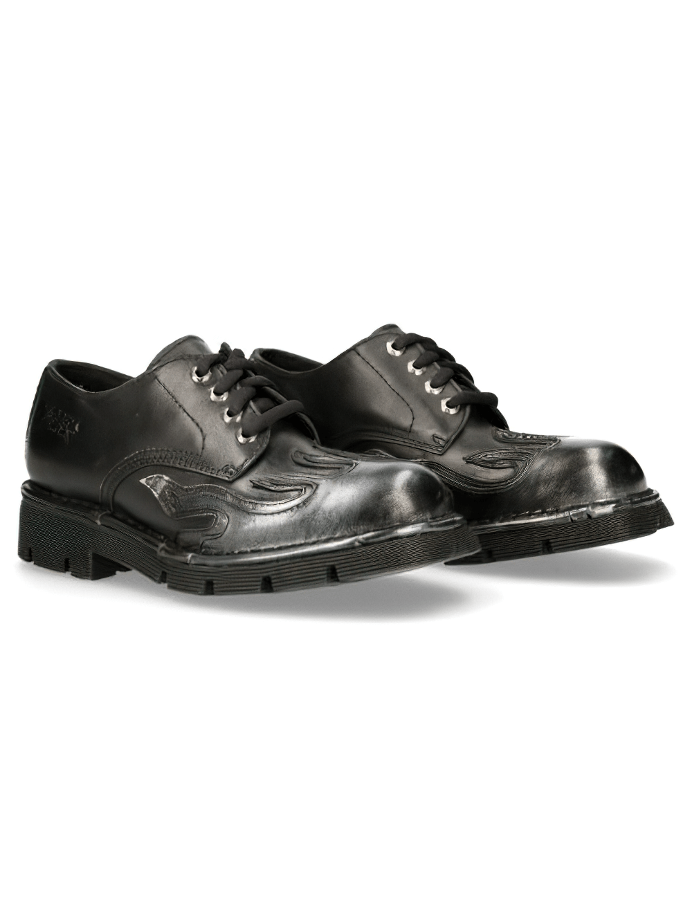 NEW ROCK Men's Punk Lace-Up Shoes with Embossed Flame Design