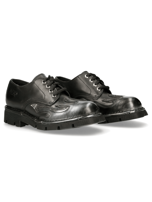 NEW ROCK Men's Punk Lace-Up Shoes with Embossed Flame Design