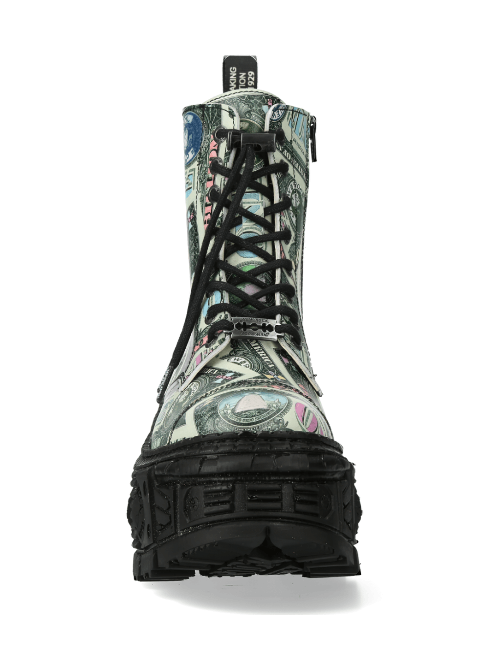 NEW ROCK Men's Punk Platform Ankle Boots with Dollar Print