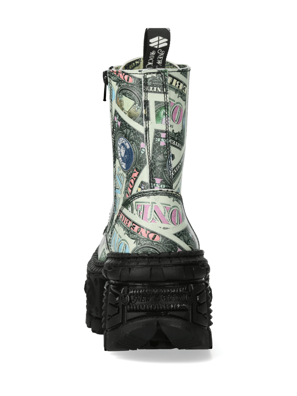 NEW ROCK Men's Punk Platform Ankle Boots with Dollar Print