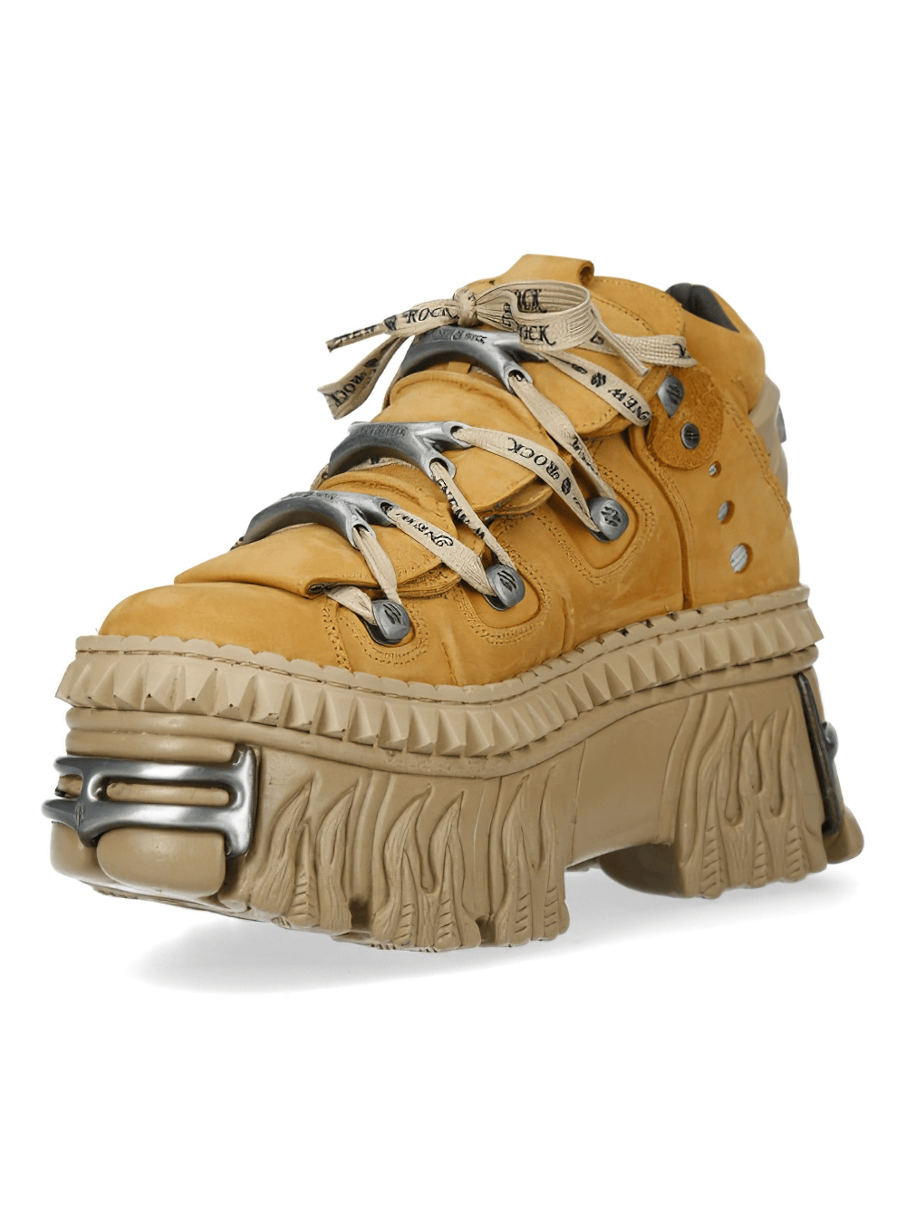 NEW ROCK Men's Punk Rock Ankle Boots with Metallic Accents