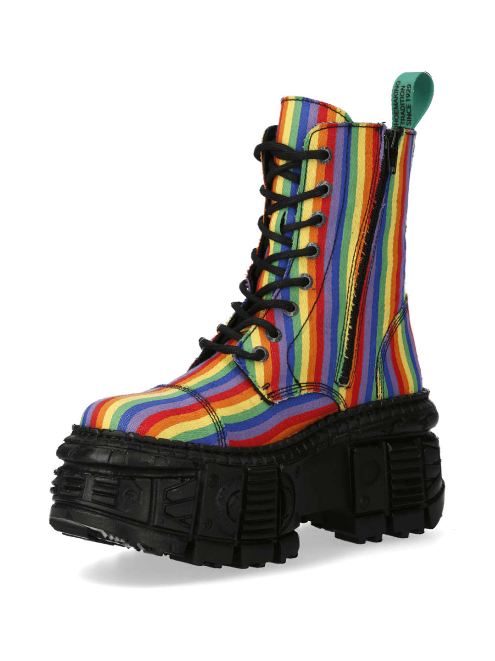 NEW ROCK Men's Rainbow Striped Platform Ankle Boots for Rock Style