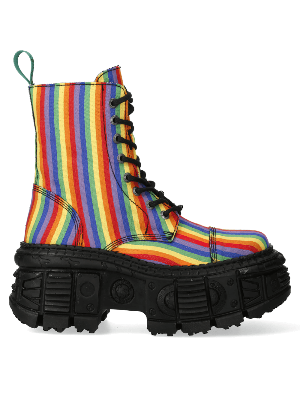 NEW ROCK Men's Rainbow Striped Platform Ankle Boots for Rock Style