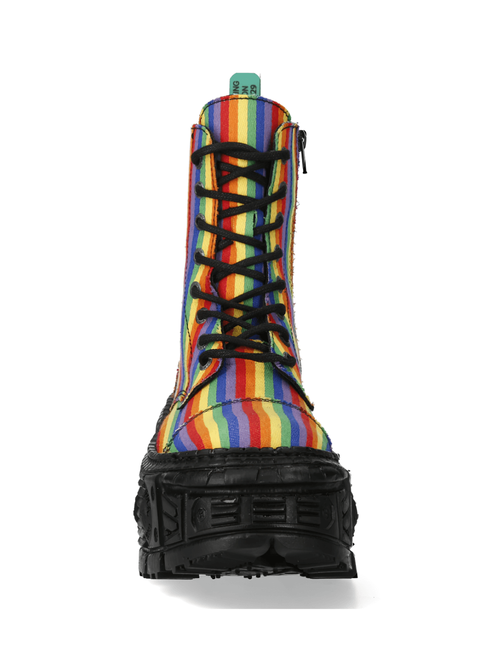 NEW ROCK Men's Rainbow Striped Platform Ankle Boots for Rock Style