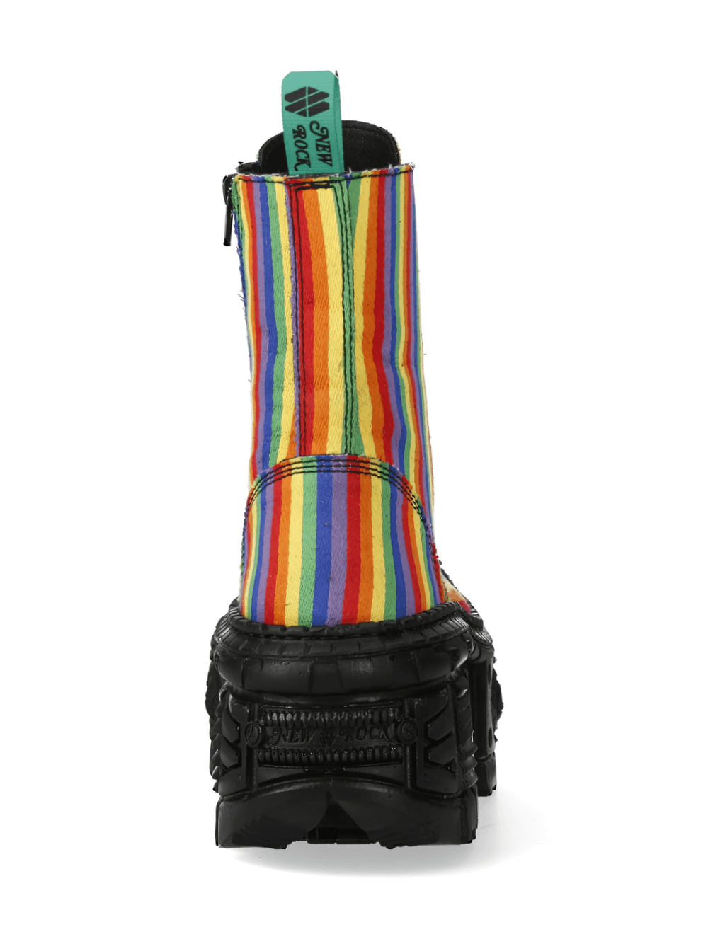 NEW ROCK Men's Rainbow Striped Platform Ankle Boots for Rock Style