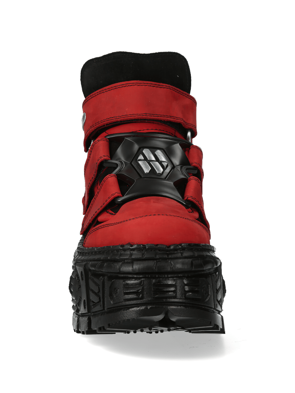 NEW ROCK Men's Red and Black Urban Heavy Velcro Ankle Boots