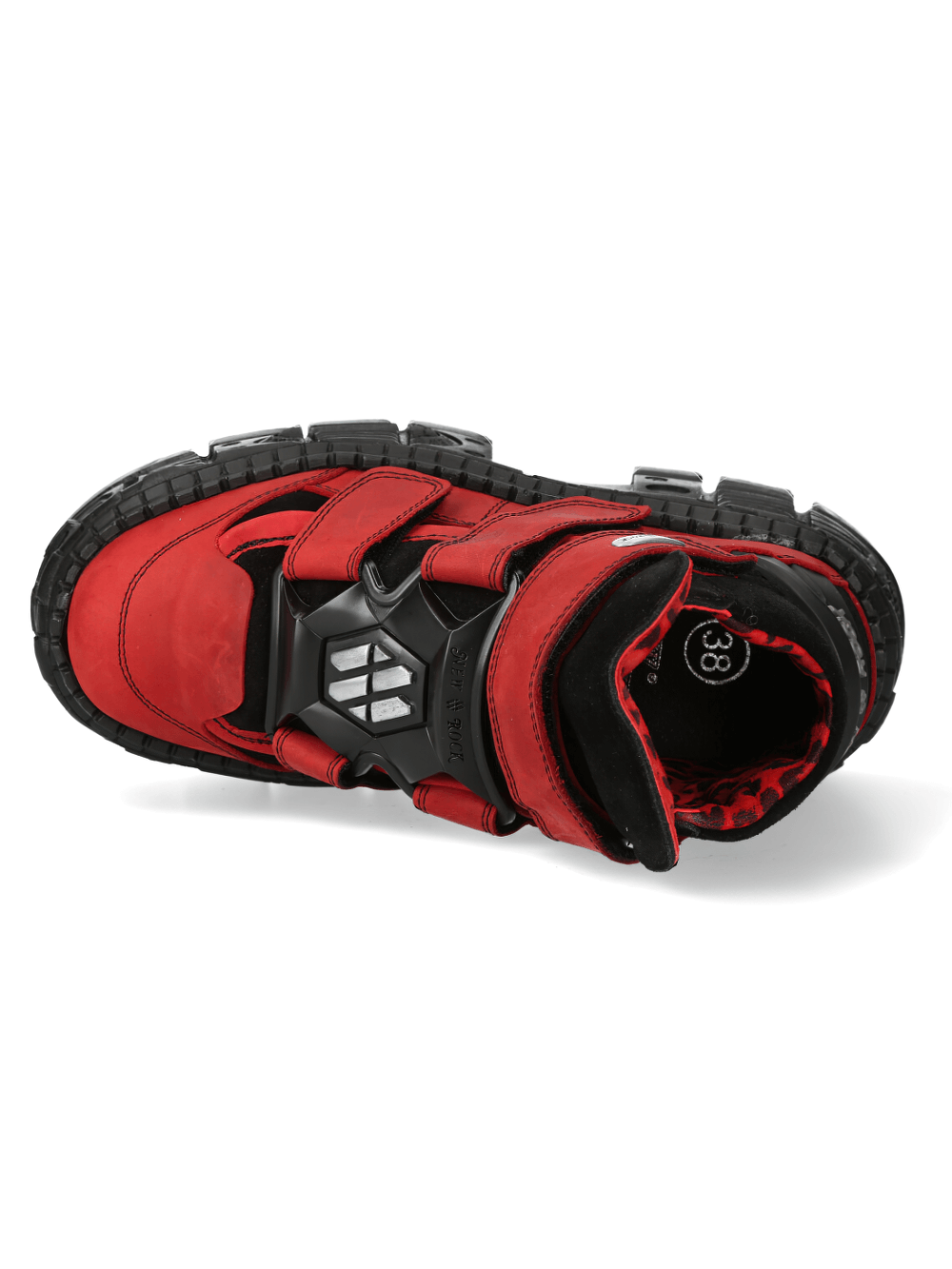 NEW ROCK Men's Red and Black Urban Heavy Velcro Ankle Boots