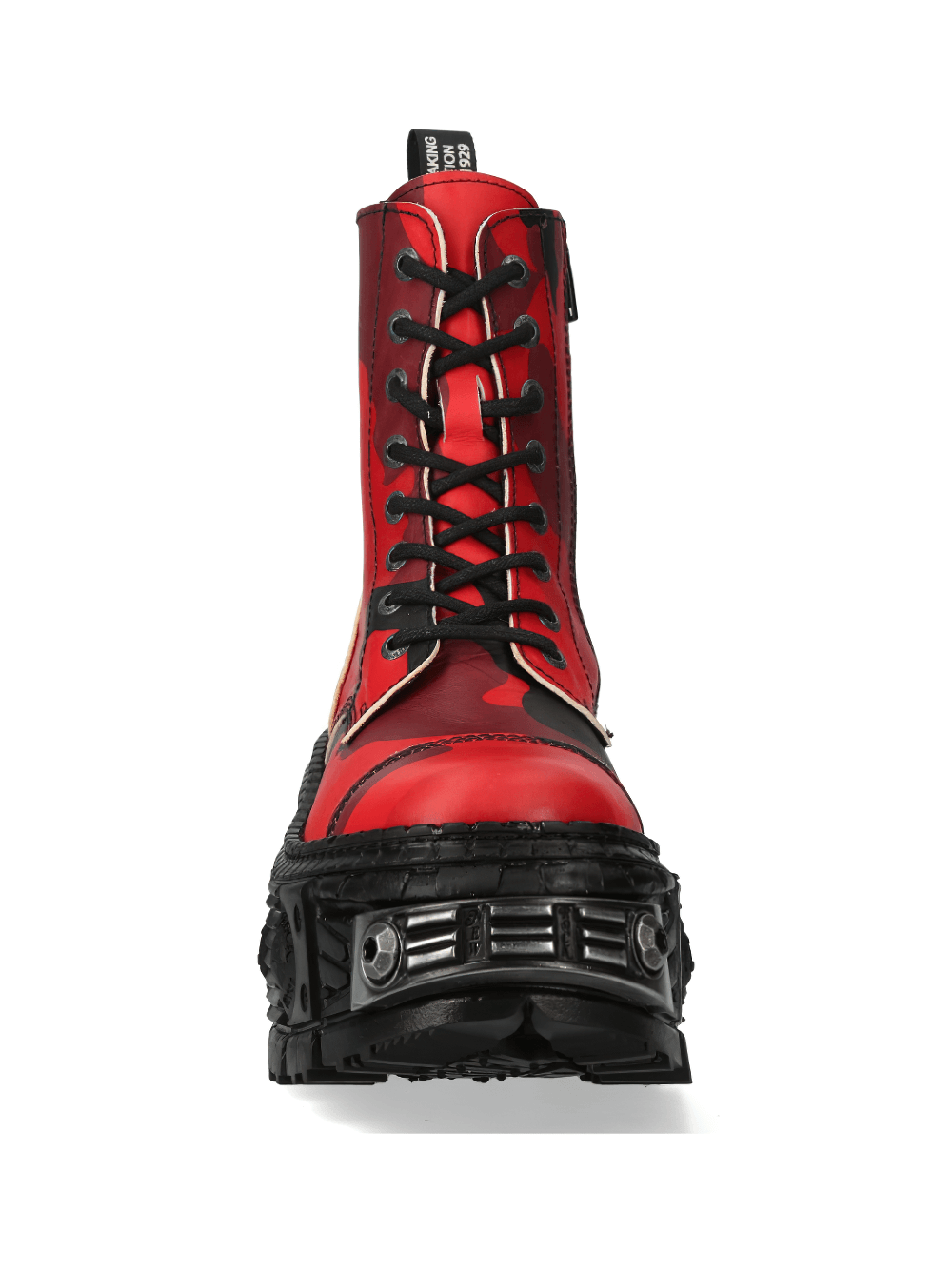 NEW ROCK Men's Red Camo Platform Ankle Boots With Lace-Up