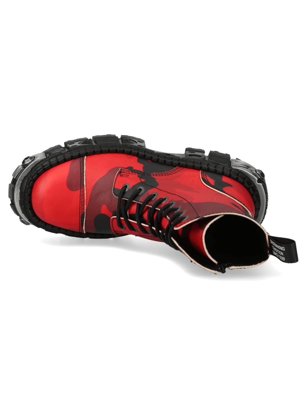 NEW ROCK Men's Red Camo Platform Ankle Boots With Lace-Up